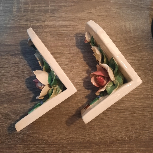 Vintage Capodimonte Italian Floral Porcelain Bookends - Picture 10 of 16